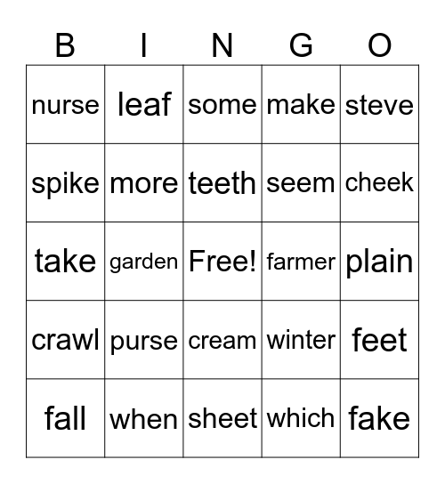 green group Bingo Card
