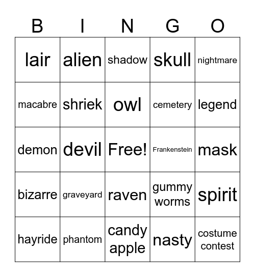 🎃🎃🎃Halloweeeeeeeeeeeen🎃🎃🎃 Bingo Card