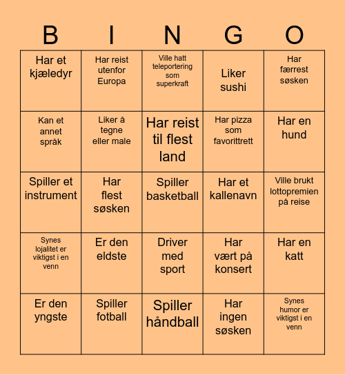BLI KJENT Bingo Card