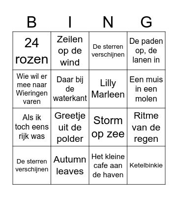 Herfstliedjes zangcirkel Bingo Card