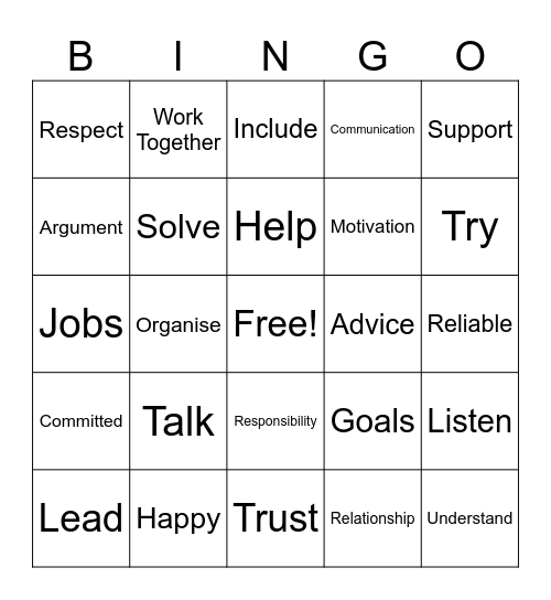 Effective Team Work Bingo Card