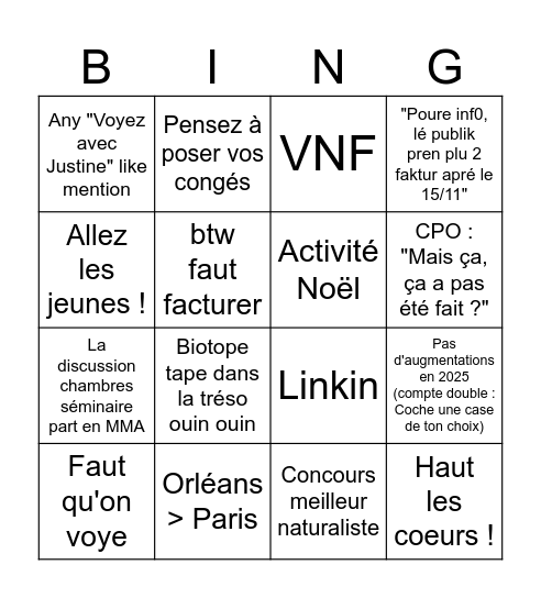 RA Octobre le sang Bingo Card