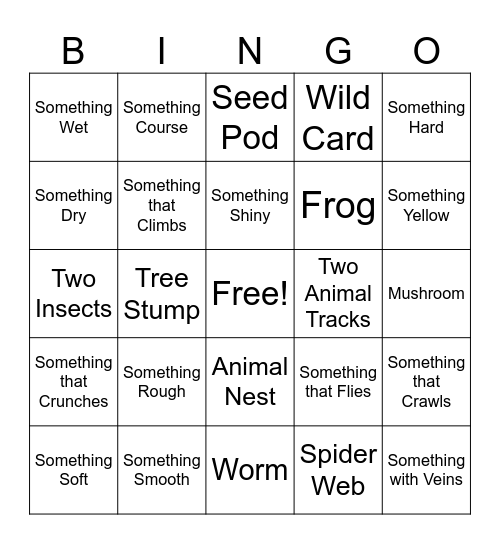 Field's Pond BINGO Card