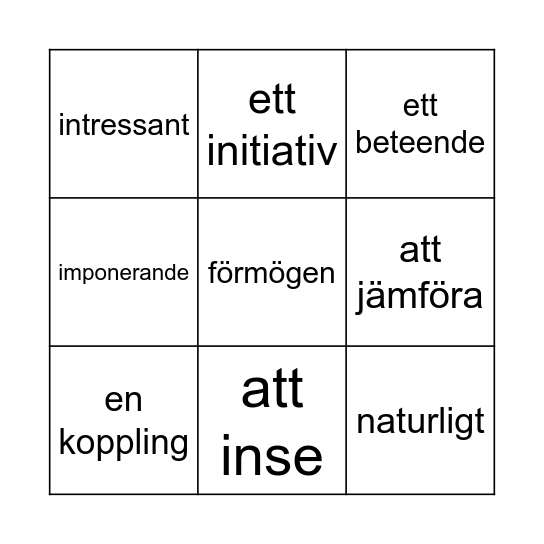 Lektion 4 Bingo Card