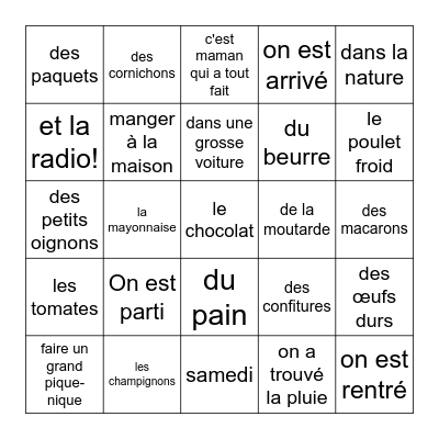 Les Cornichons, Nino Ferrer Bingo Card