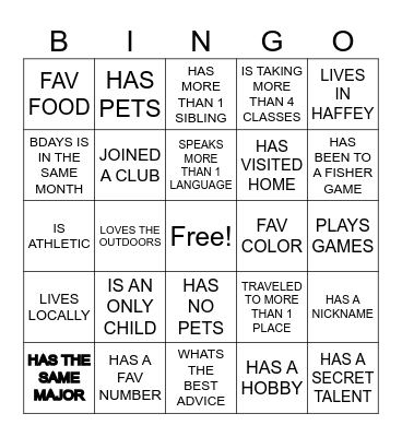 FYS BINGO Card