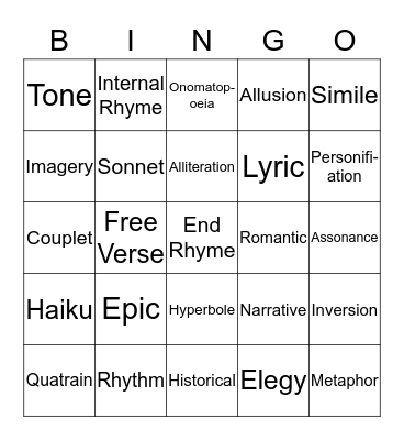 Poetry! Bingo Card