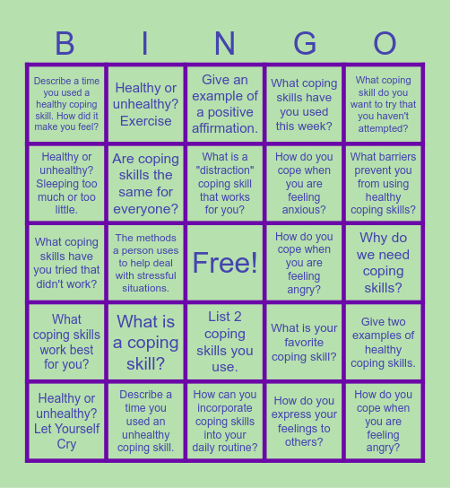 Coping Skills Bingo! Bingo Card
