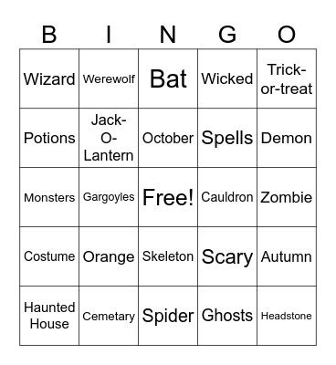 Spooky Bingo Card