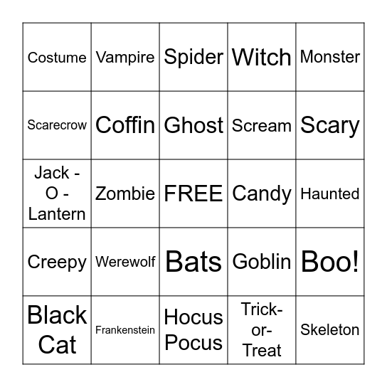 Halloween Bingo Card