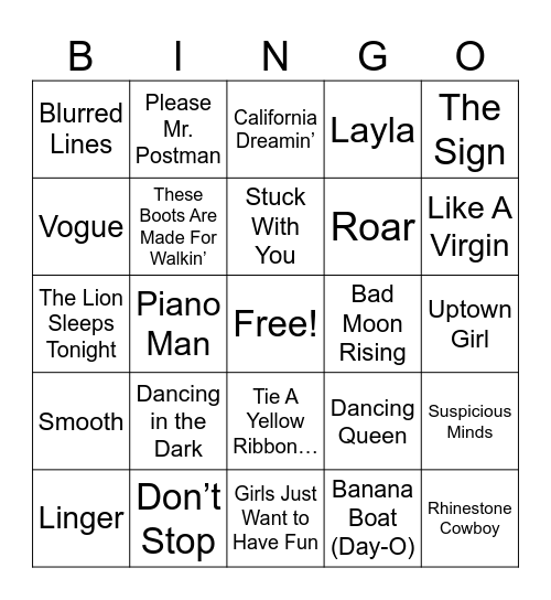 Coverall all decades Bingo Card