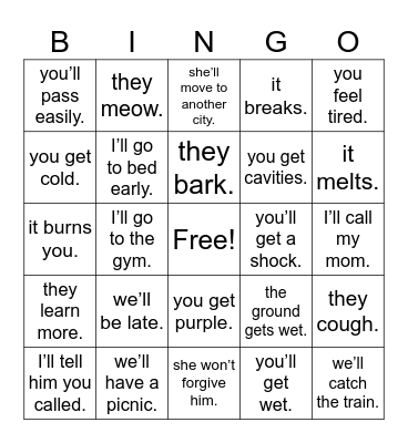Conditional Bingo Card