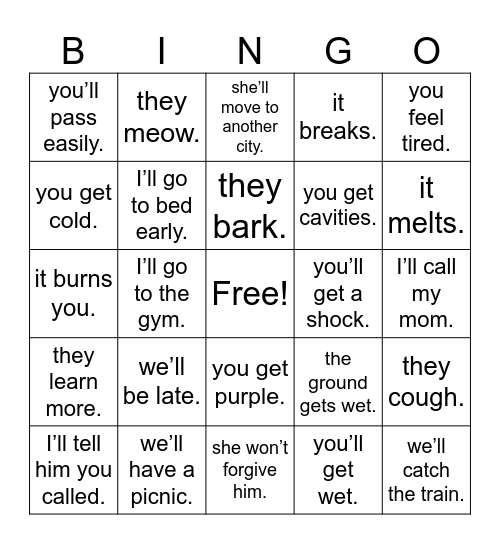 Conditional Bingo Card