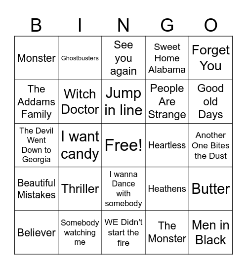 Music Bingo Card