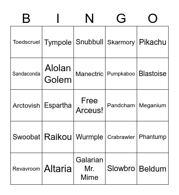 November Bingo Card