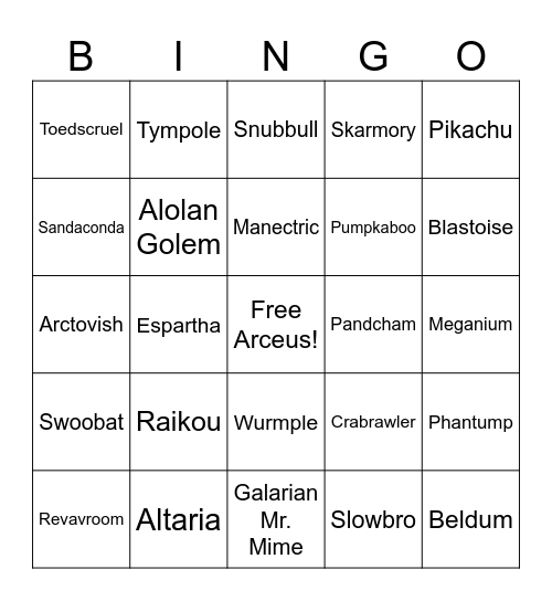 November Bingo Card