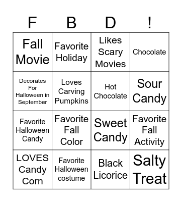 Harvest Festival Bingo Card
