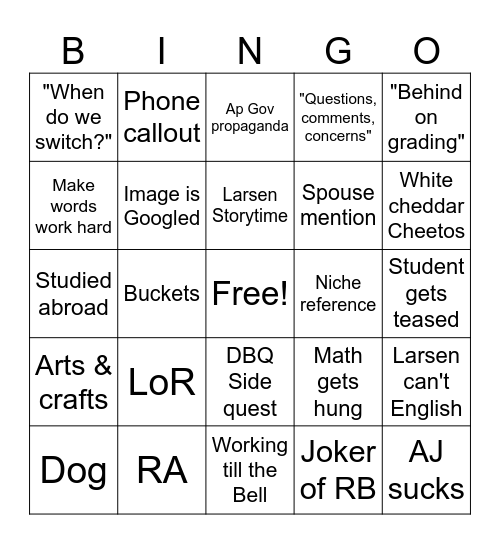 APUSH BINGO Card