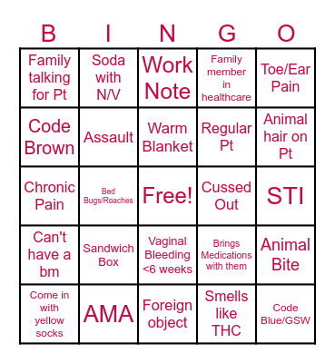 ER BINGO Card
