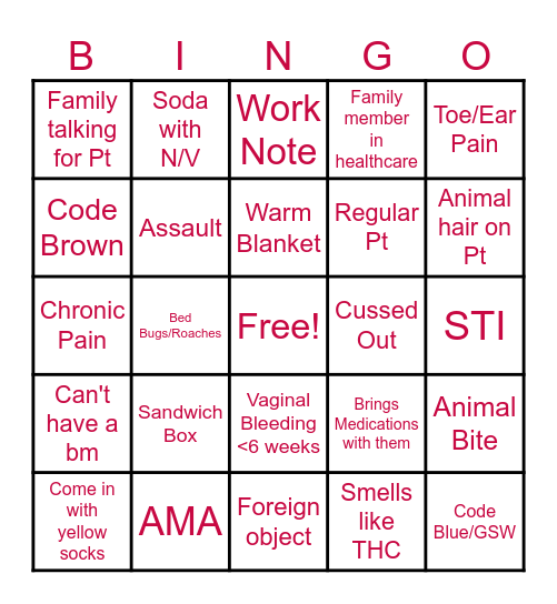 ER BINGO Card