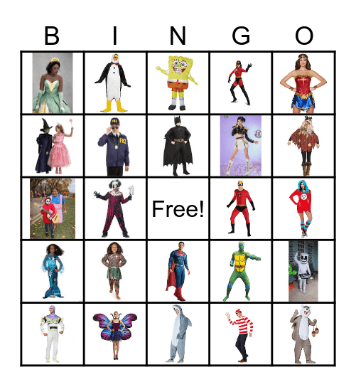 Halloween Costumes Bingo Card