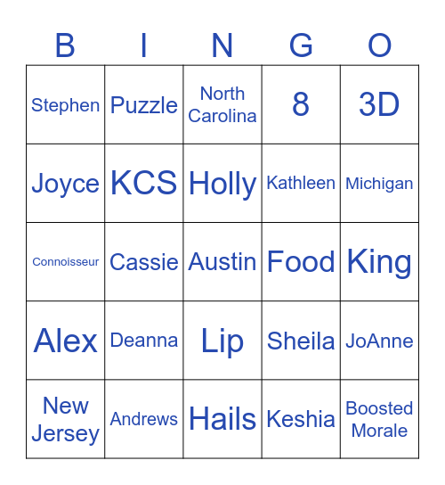 KCS Team Builder Bingo Card