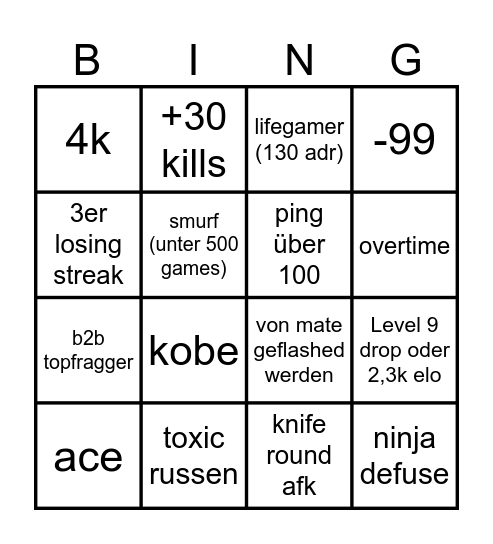 faceit bingo Card