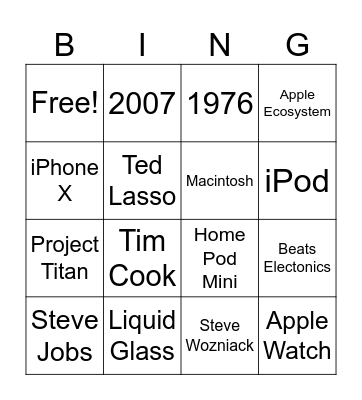 Apple Bingo Card