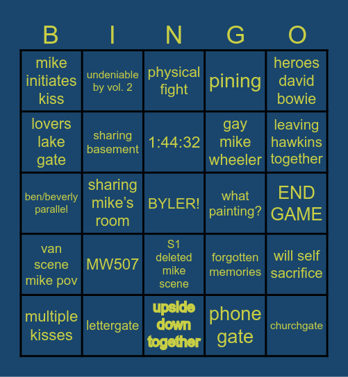BYLER! Bingo Card