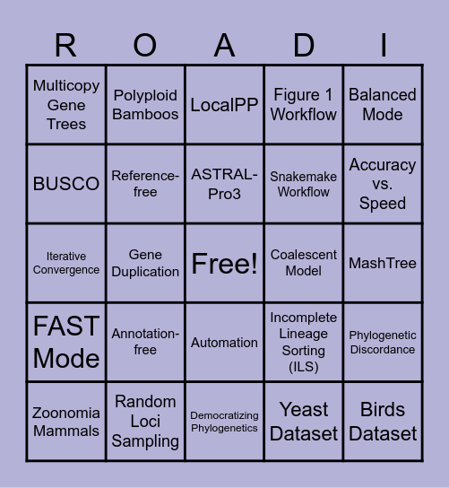 ROADIES BINGO Card