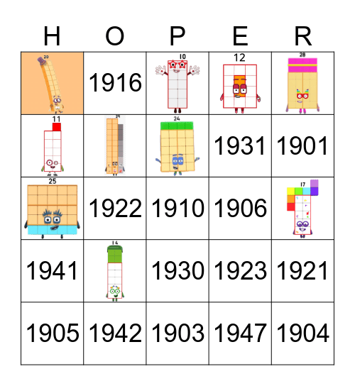 Number blocks Bingo Card