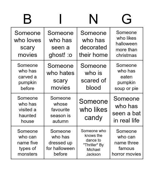 FIND SOMEONE WHO... HALLOWEEN! Bingo Card