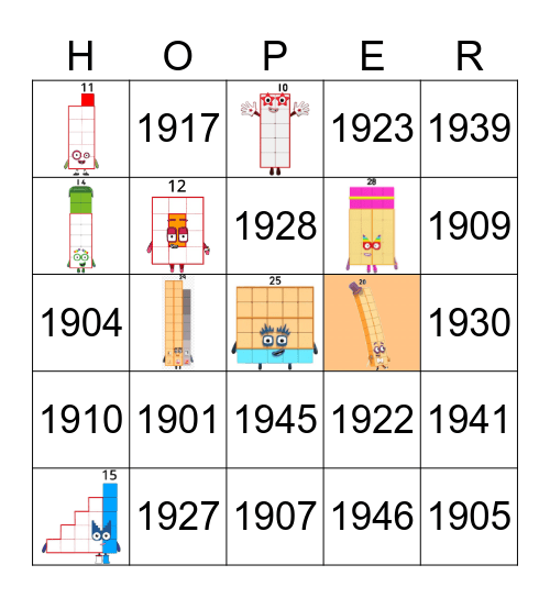 Number blocks Bingo Card