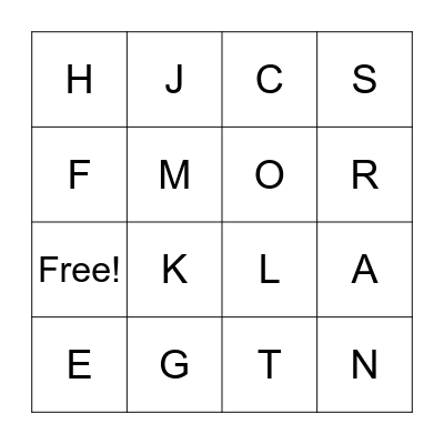 Alphabet Review Bingo Card