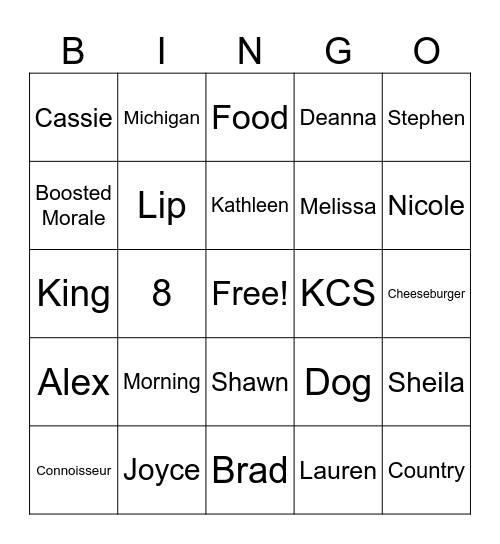 KCS Bingo Card