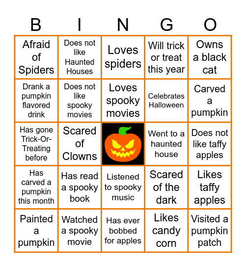 Virtual Halloween Bingo Card