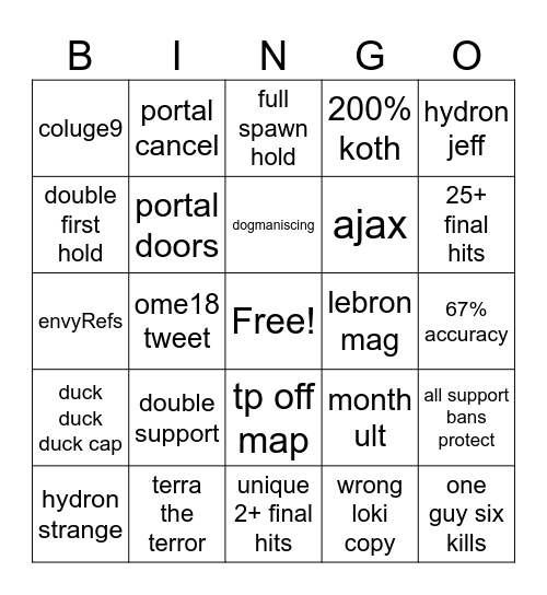 RIVALS IGNITE WATCHPARTY Bingo Card