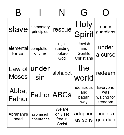Pastor Bingo Card