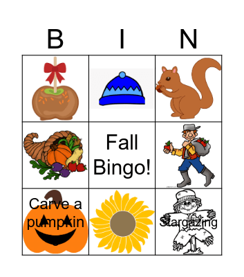 Fall Items #3 Bingo Card