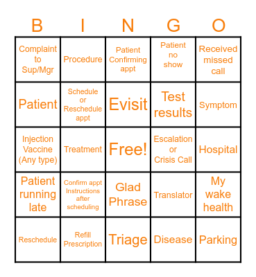 PACT Bingo Card