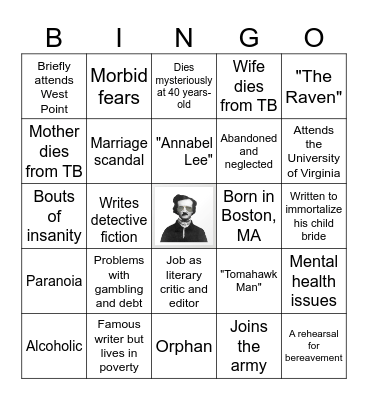 Edgar Allan Poe Bingo Card