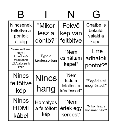 QuizNigh Bingo Card