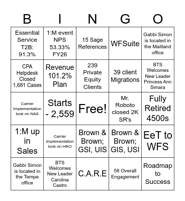 Fall Town Hall Bingo Card