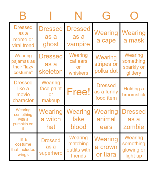 Team Emma Halloween Bingo Card