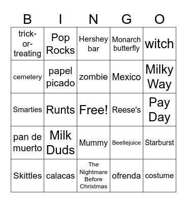 Day of the Dead / Halloween Bingo Card