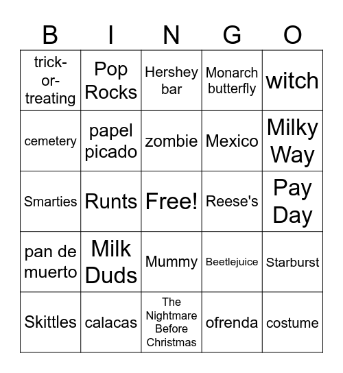 Day of the Dead / Halloween Bingo Card