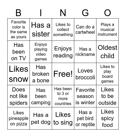 Curious Bingo Card