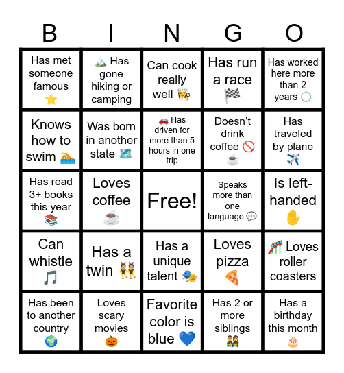 IPP Ice Breaker Bingo Card