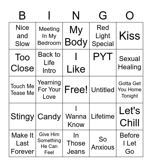 80s, 90s, 00s R&B Baby Shower Bingo Card