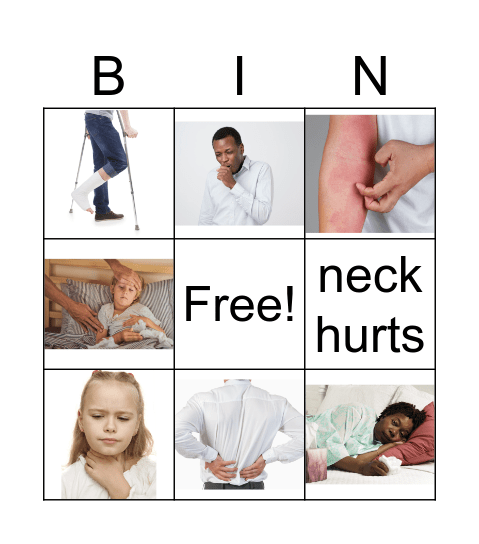 Health Problems Bingo Card